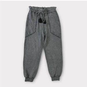 7 FOR ALL MANKIND High Rise Jogger Drawstring Size Medium Burnout Faded Black